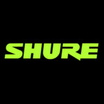 Shure logo green on black background